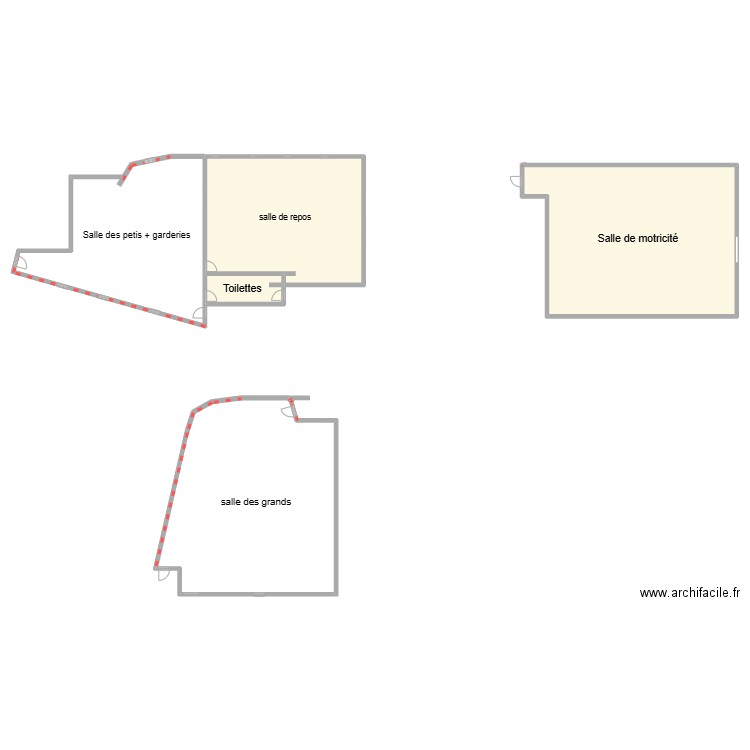 Structure de stage . Plan de 3 pièces et 282 m2