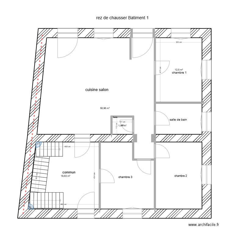 batiment principale 2. Plan de 4 pièces et 92 m2