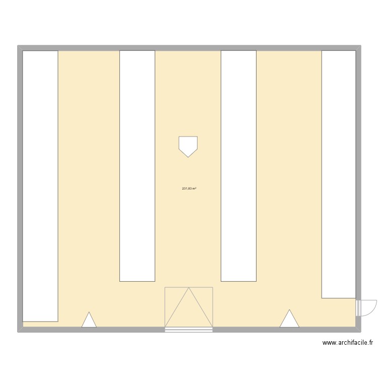 Nouveau batiment. Plan de 1 pièce et 232 m2