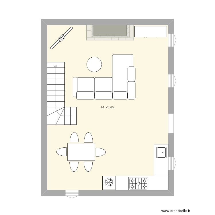 petite maison . Plan de 1 pièce et 41 m2