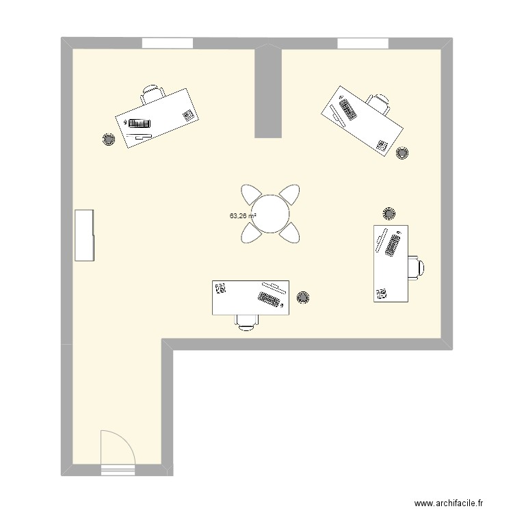 BUREAU AVIQ. Plan de 1 pièce et 63 m2