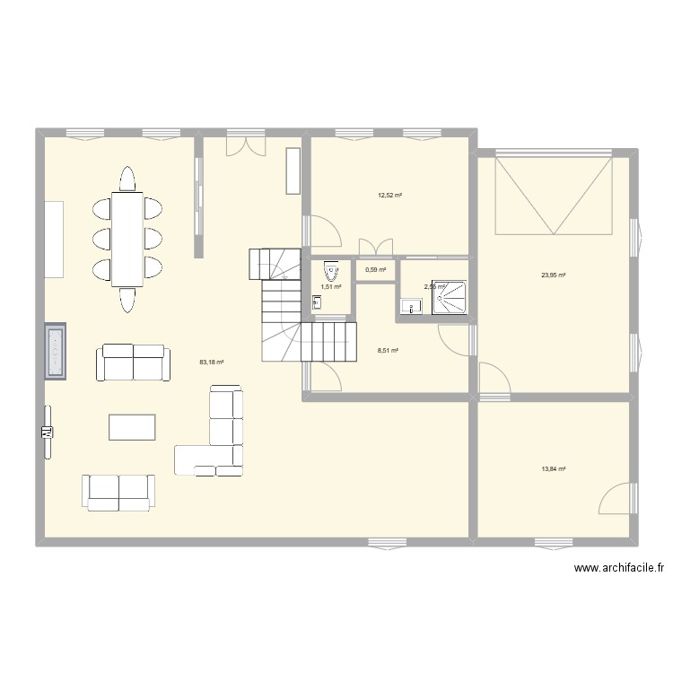 rdc jf2+ANNIE. Plan de 8 pièces et 147 m2