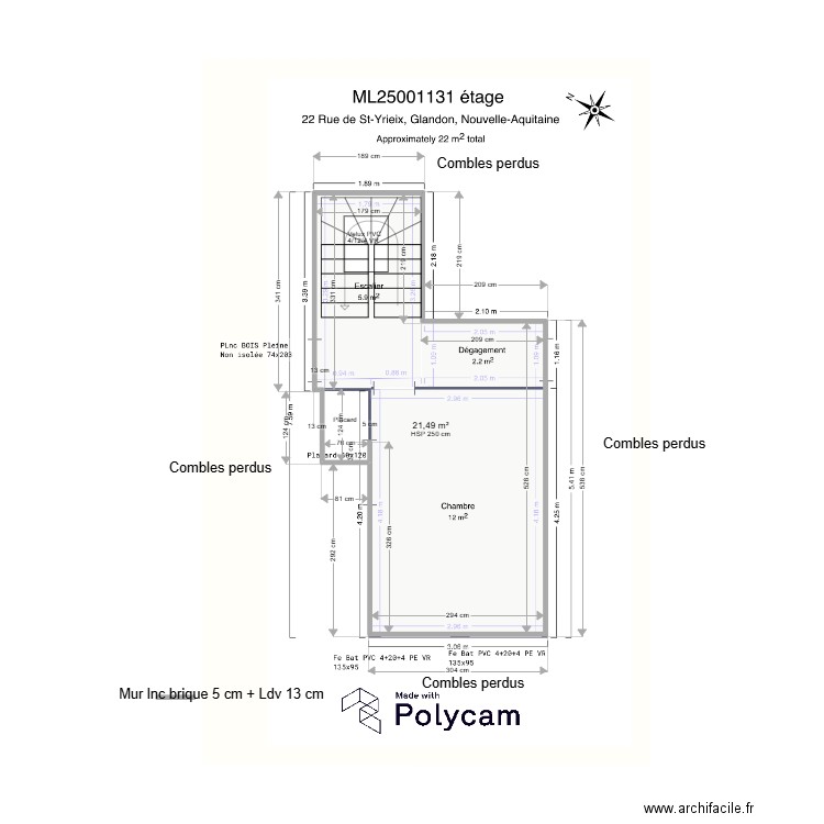 ML25001131 étage. Plan de 1 pièce et 21 m2