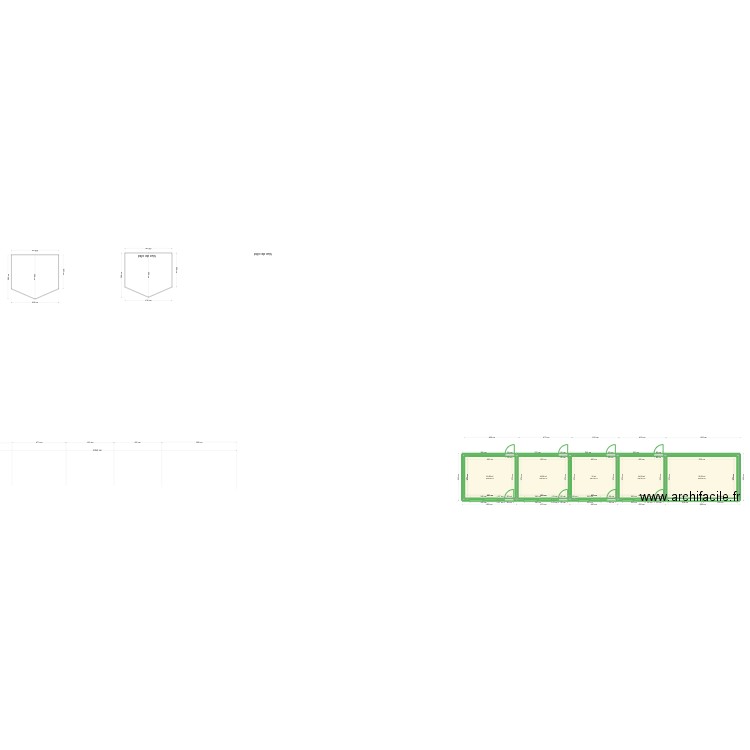 hangar. Plan de 5 pièces et 87 m2