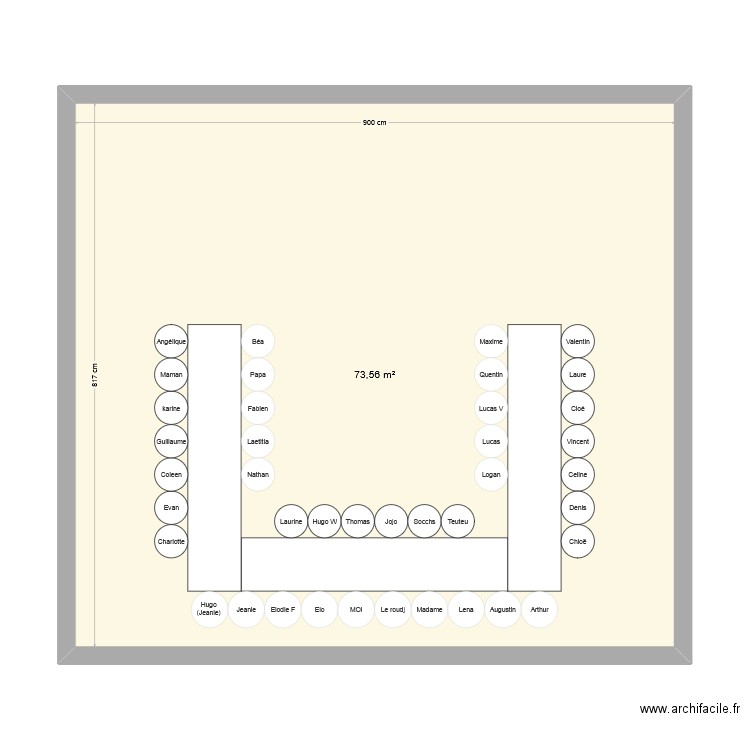 Anniv Oslon. Plan de 1 pièce et 74 m2