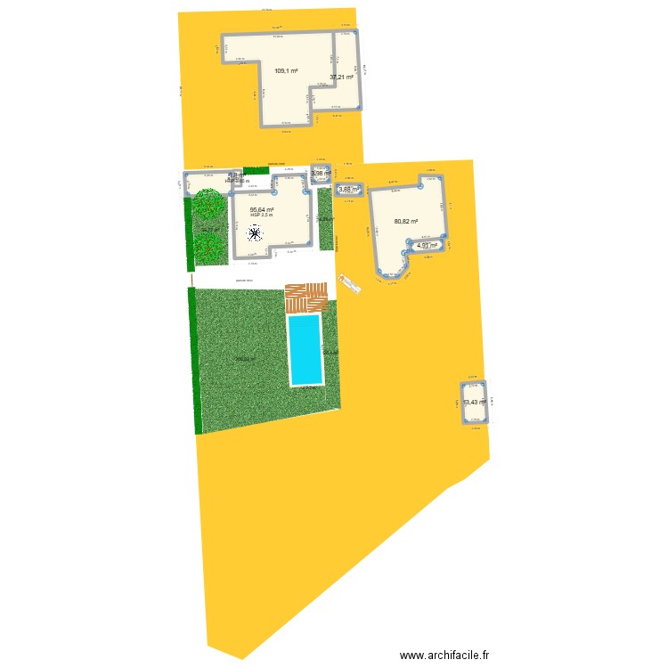 initial2 avec placard. Plan de 9 pièces et 351 m2