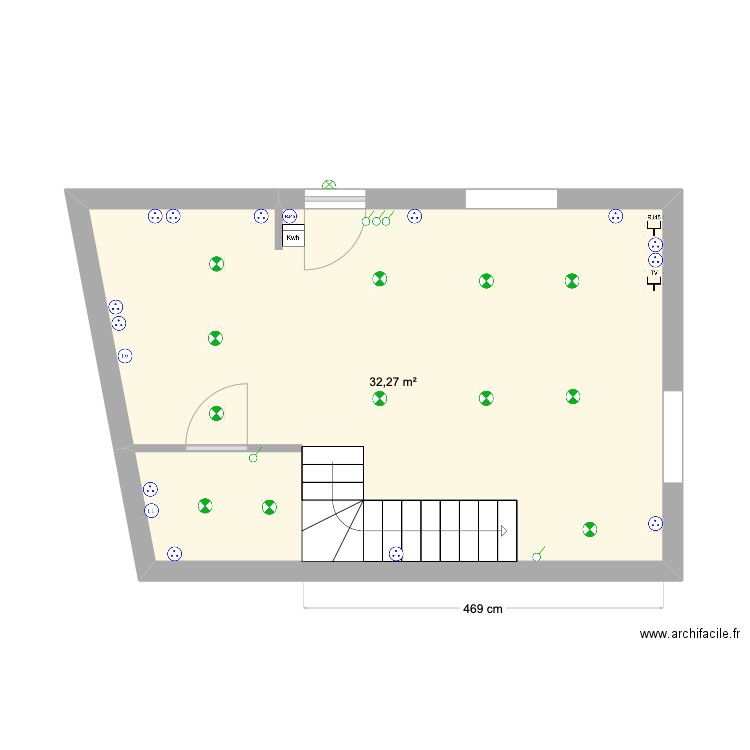 ELEC ST LARY. Plan de 1 pièce et 32 m2