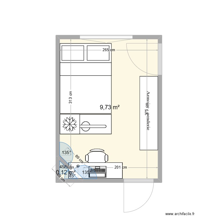 coco. Plan de 2 pièces et 10 m2