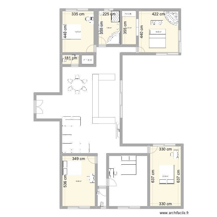 Maison 4 ch . Plan de 7 pièces et 88 m2