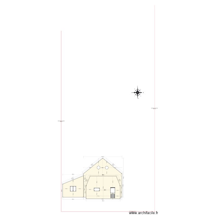 plan de coupe après travaux coté jardin. Plan de 1 pièce et 4 m2