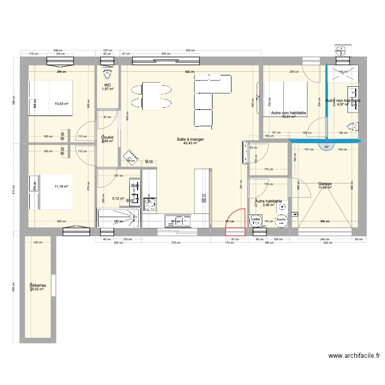 Maryse. Plan de 11 pièces et 109 m2