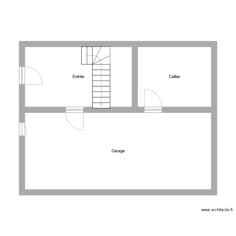 dede RdC. Plan de 3 pièces et 53 m2