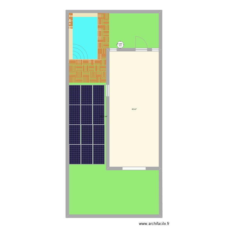 Panneau solaire. Plan de 2 pièces et 128 m2