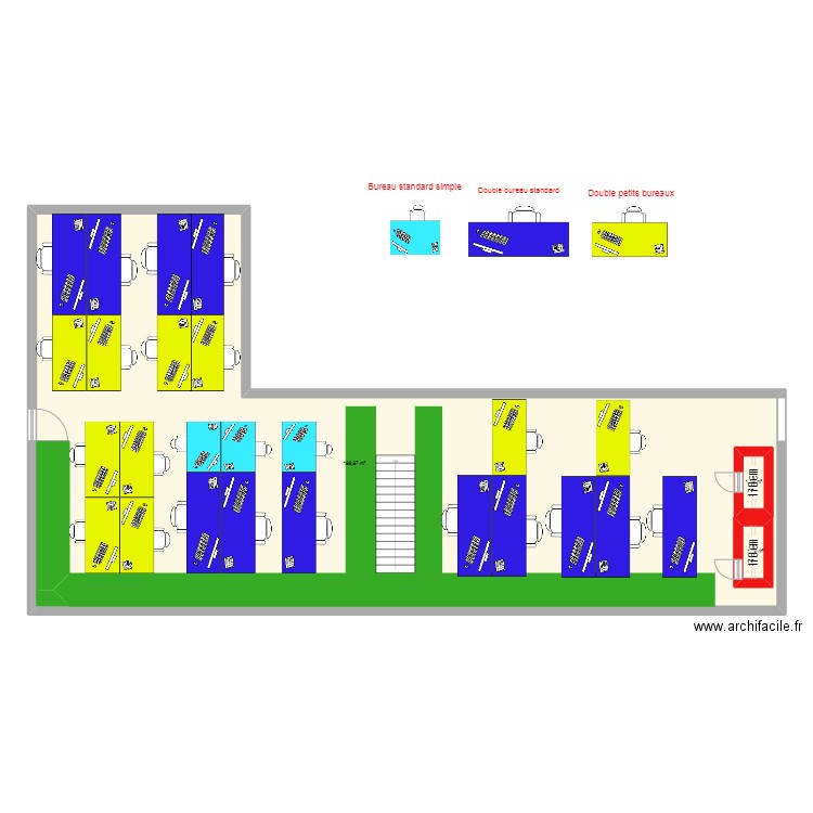 Open space ERP / CRM v3. Plan de 3 pièces et 195 m2