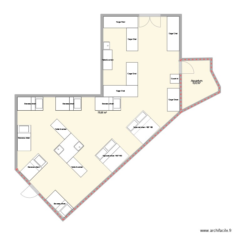 ICU essai 1. Plan de 2 pièces et 84 m2