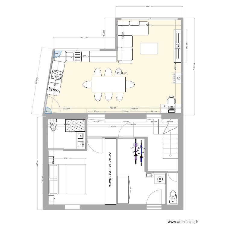 belec 2. Plan de 1 pièce et 29 m2