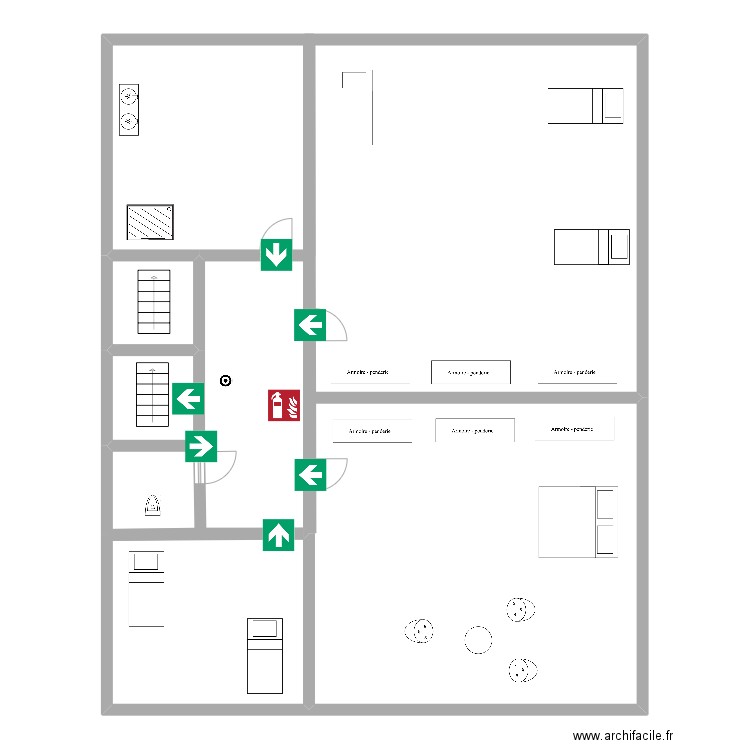 1er étage. Plan de 7 pièces et 145 m2