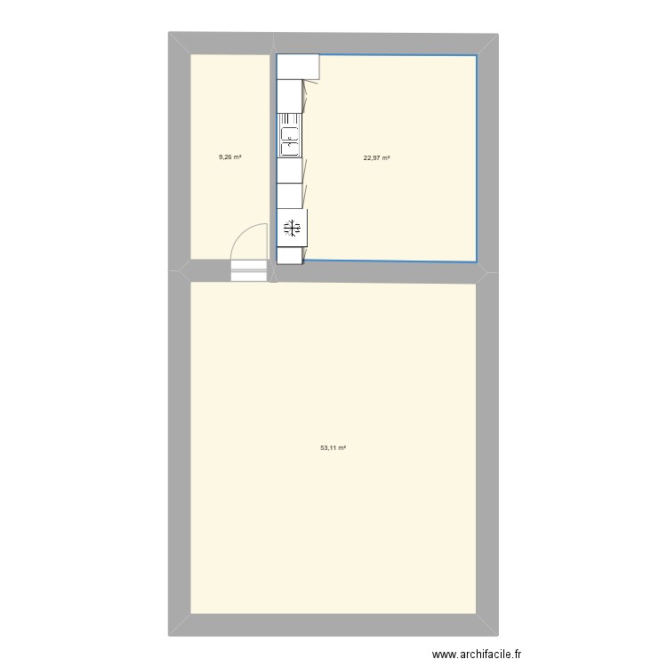 maison sarcenas. Plan de 3 pièces et 85 m2