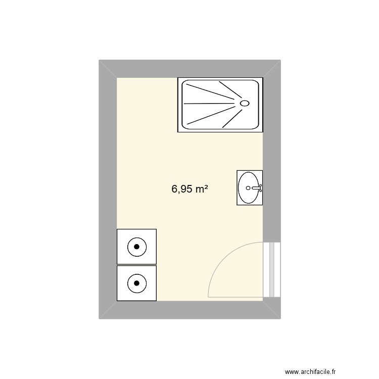 sdb otto. Plan de 1 pièce et 7 m2