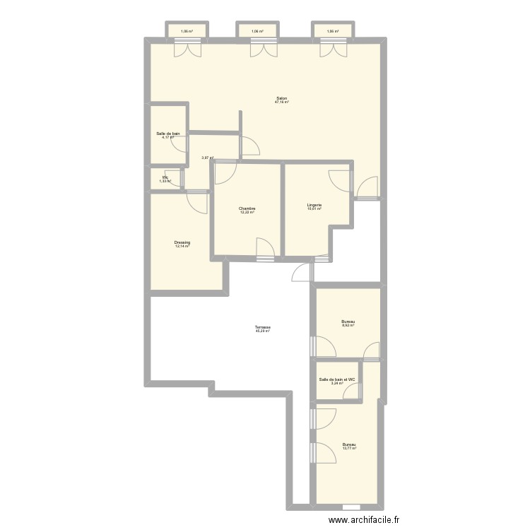 Tamarissiere. Plan de 14 pièces et 166 m2