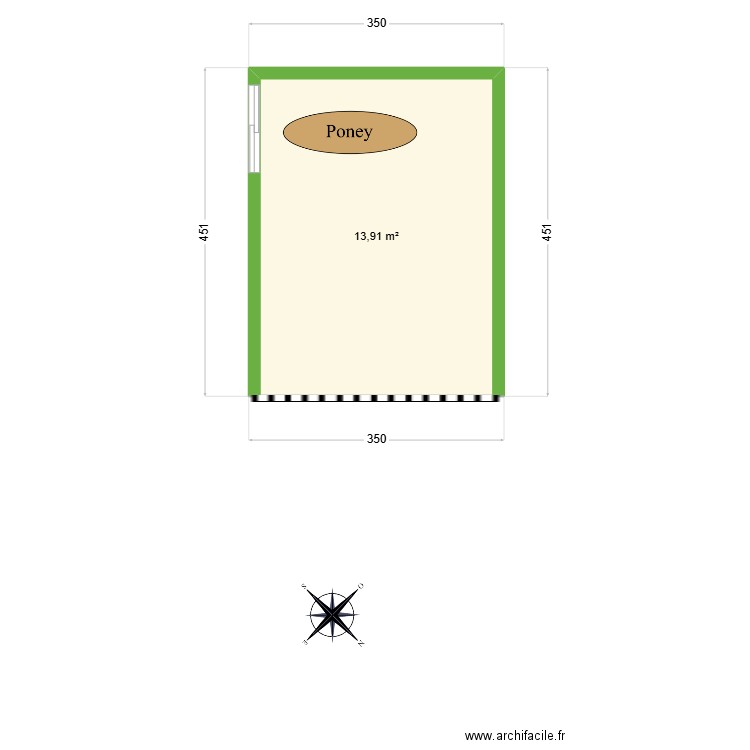 Box âne 01. Plan de 1 pièce et 14 m2