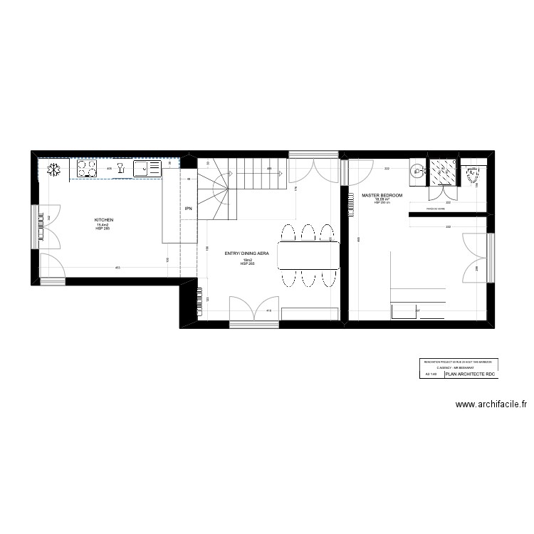 barbizon projet. Plan de 2 pièces et 53 m2