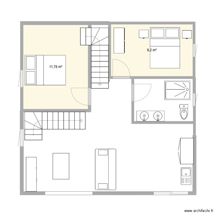 la marinie. Plan de 2 pièces et 21 m2