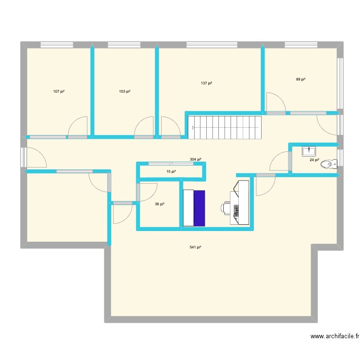 225 Seigneuriale. Plan de 9 pièces et 126 m2