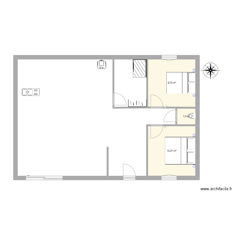 projet la bourdolle. Plan de 3 pièces et 21 m2