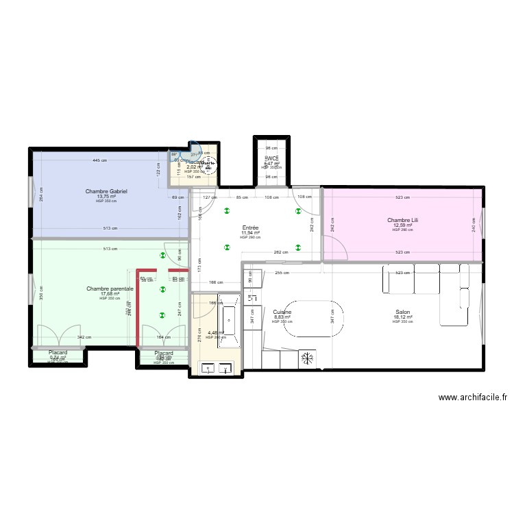 rénovation molière. Plan de 11 pièces et 93 m2