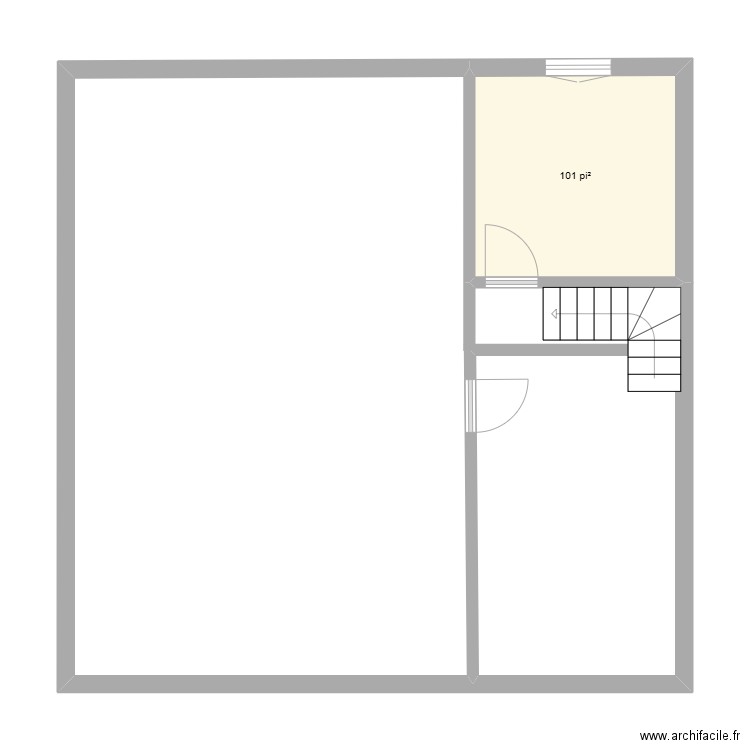 math. Plan de 1 pièce et 9 m2