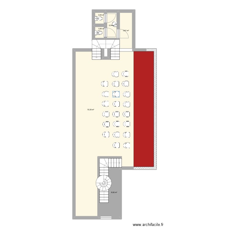 Salle d'escalade. Plan de 6 pièces et 94 m2