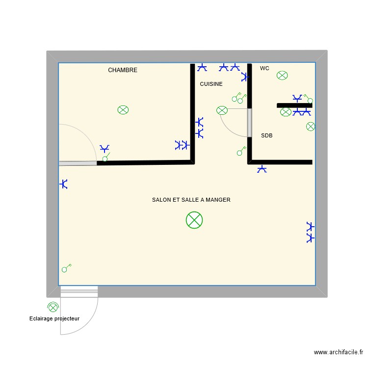 BUNGALOW. Plan de 1 pièce et 26 m2