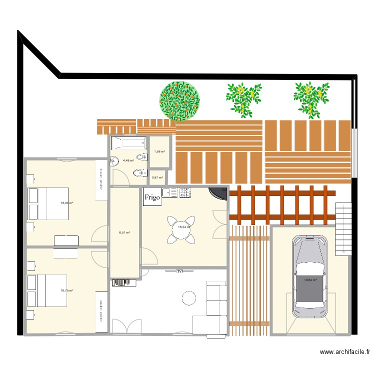 SANDRA METRO. Plan de 8 pièces et 83 m2