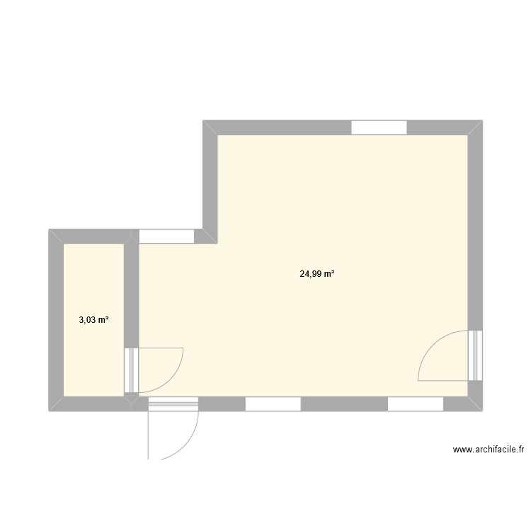 chalet 9F. Plan de 2 pièces et 28 m2