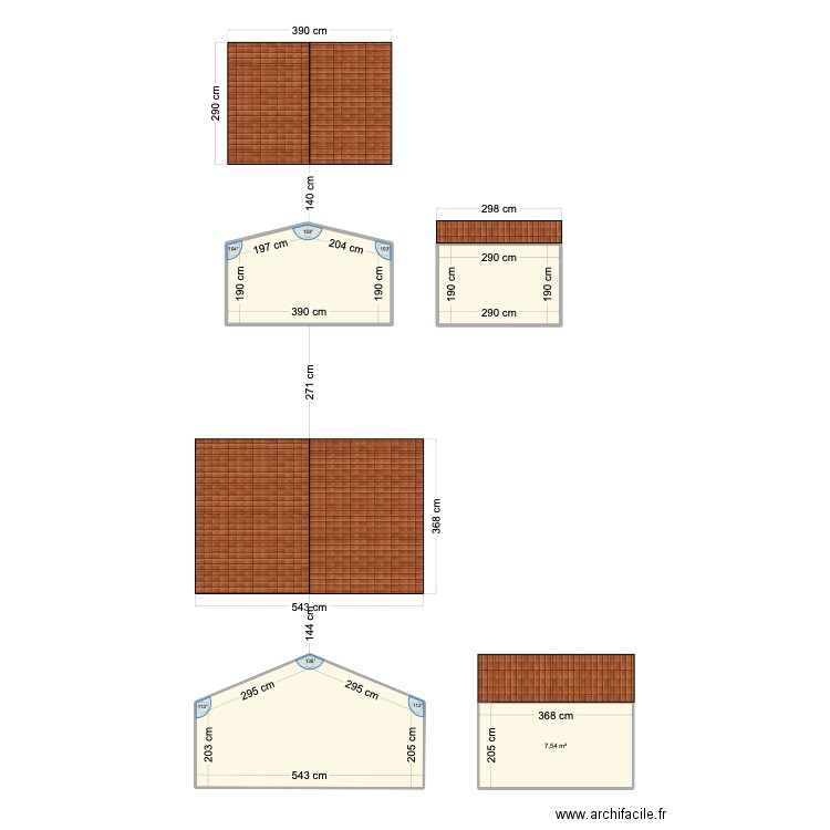 abri. Plan de 3 pièces et 28 m2