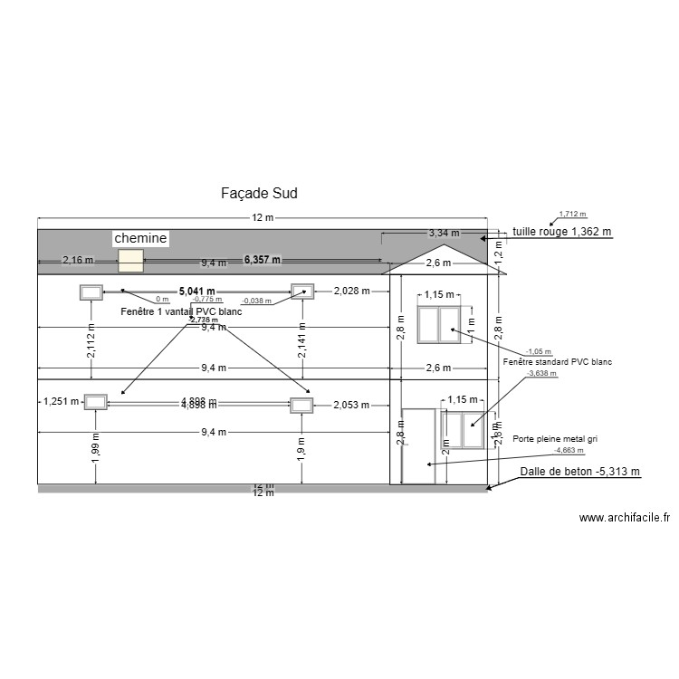 Façade Sudddddddd. Plan de 0 pièce et 0 m2