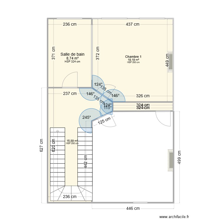 REPé 2ER. Plan de 4 pièces et 45 m2