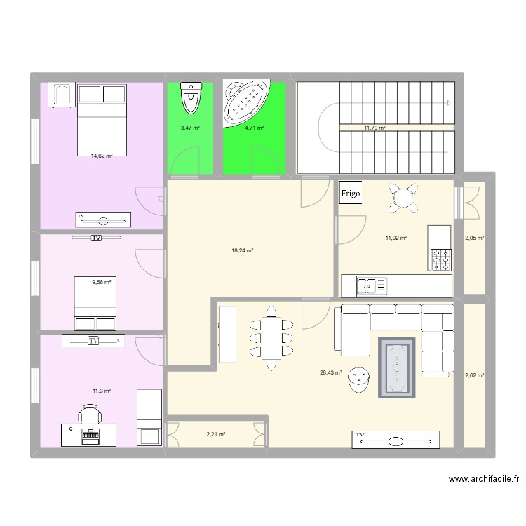 MAISON OH. Plan de 12 pièces et 120 m2