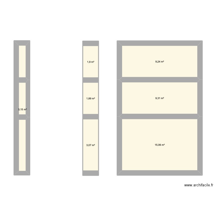 machine. Plan de 7 pièces et 44 m2