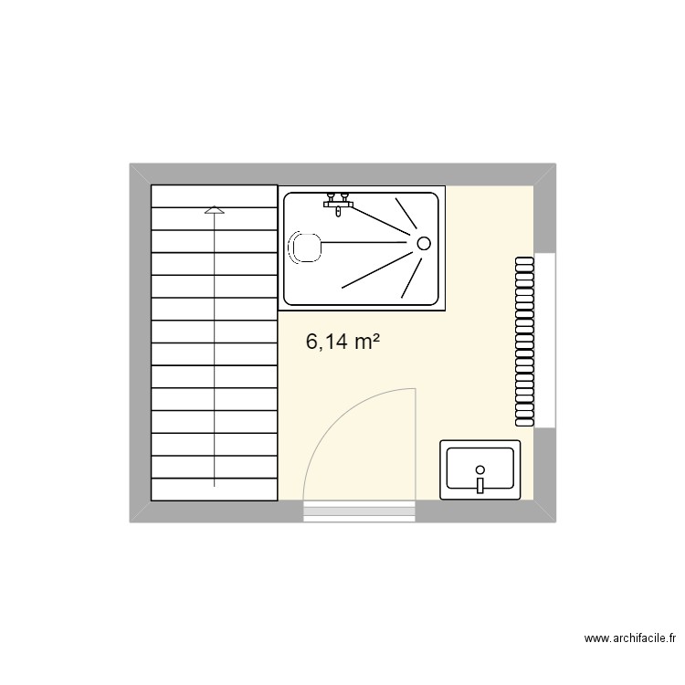 ROBEYN. Plan de 1 pièce et 6 m2