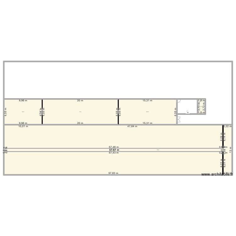 Batiment . Plan de 6 pièces et 1076 m2