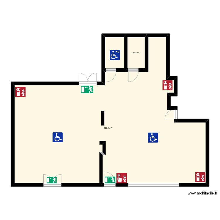 Bar corcieux. Plan de 2 pièces et 126 m2