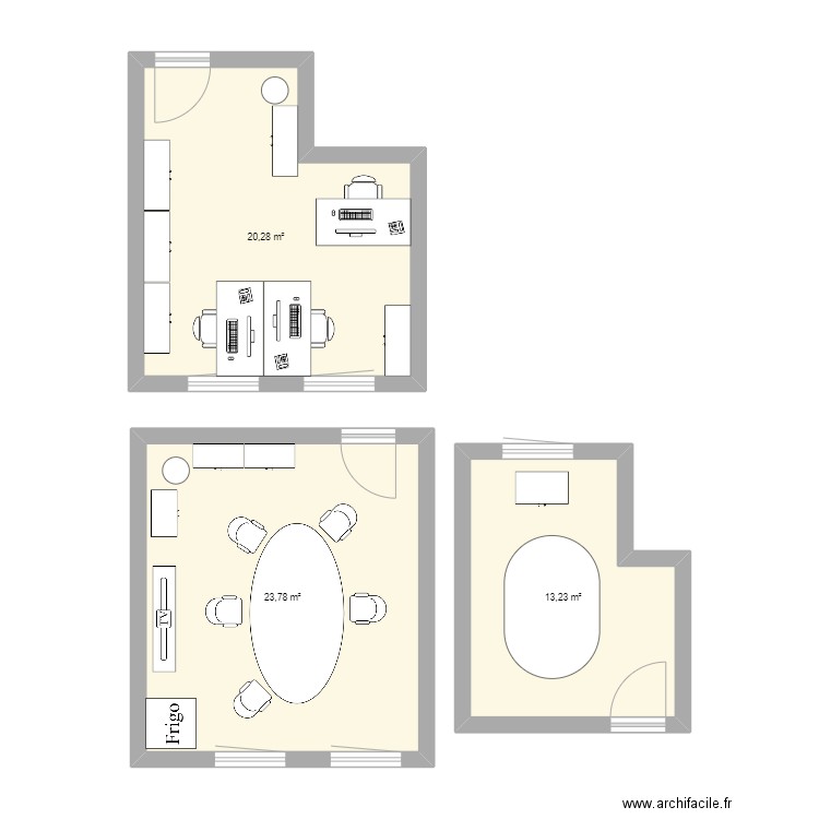 desco4. Plan de 3 pièces et 57 m2