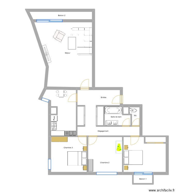 PLAN GAILLARD POUR LEO. Plan de 15 pièces et 109 m2