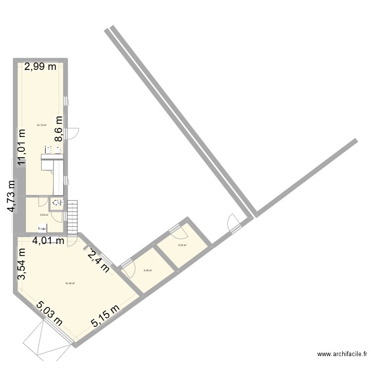 plan chemin de la mairie. Plan de 5 pièces et 75 m2