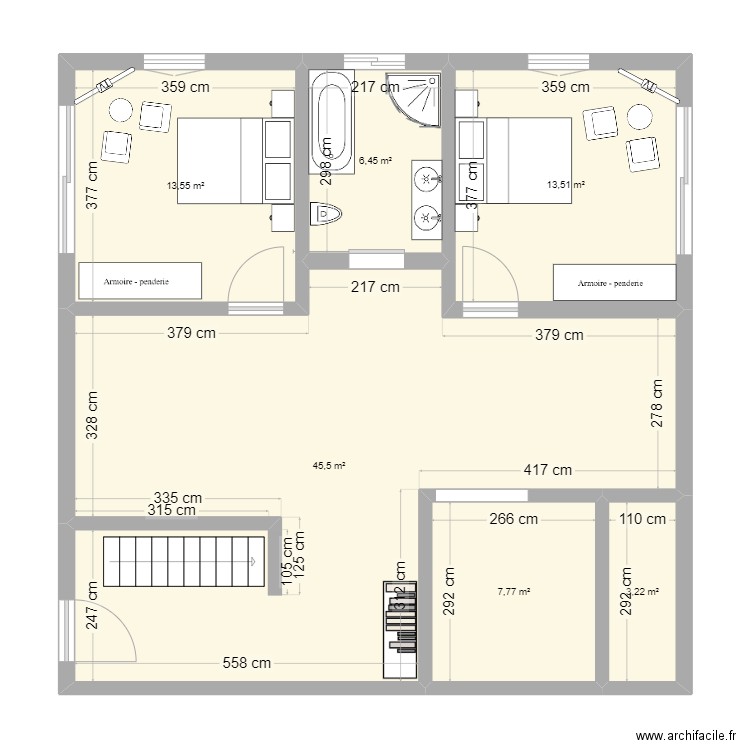 MAISON. Plan de 6 pièces et 90 m2