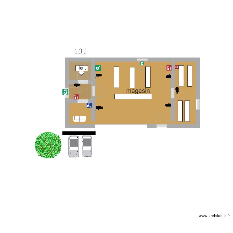 PLAN MAGASIN . Plan de 3 pièces et 6 m2