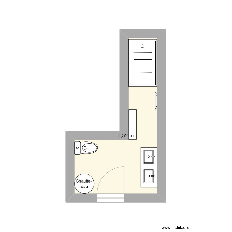 Salle d'eau RDC. Plan de 1 pièce et 7 m2