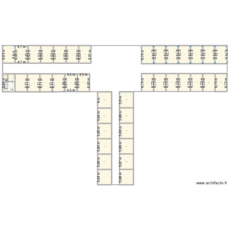 EHPAD. Plan de 41 pièces et 1191 m2